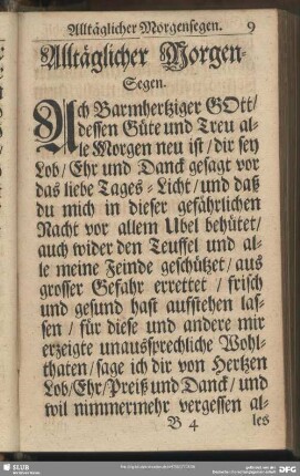 Alltäglicher Morgen-Segen