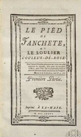 Le Pied De Fanchete, Ou Le Soulier Couleur-De-Rose, 1