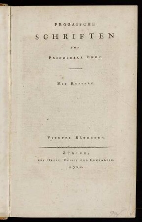 4: Prosaische Schriften. Viertes Bändchen