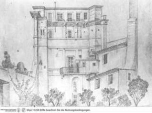 Palazzo Zuccari, Ansicht der Fassade zum Garten, vor den Umbauten 1904/1907