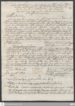 Brief von August Hermann Francke an Johanne Juliane v. Wreech.