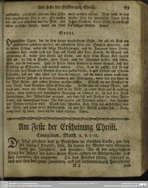 Am Feste der Erscheinung Christi. Evangelium, Matth. 2. v. 1-12