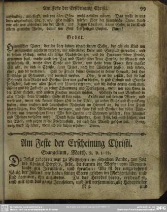 Am Feste der Erscheinung Christi. Evangelium, Matth. 2. v. 1-12