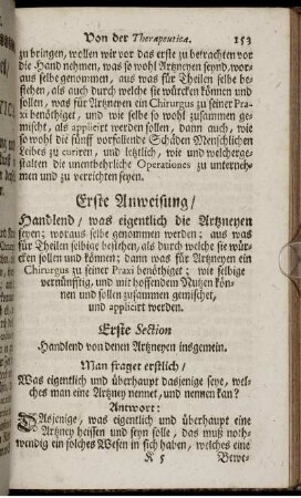 Erste Section. Handlend von denen Artzneyen insgemein.