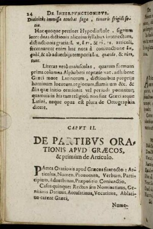Caput II. De Partibus Orationis Apud Græcos, & primum de Articulo.