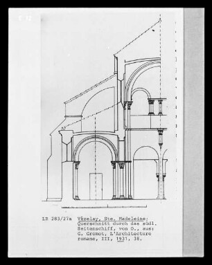 Vézelay, Querschnitt durch das südliche Seitenschiff der ehemaligen Abteikirche Sainte-Marie-Madeleine