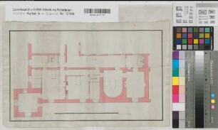 Bentlage (Rheine) Teil der Klostergebäude Grundriß vor 1800 50 Fuß = 16,8 cm 23 x 40 kol. Zeichnung Bentlage