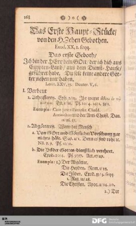 Das Erste Haupt-Stücke/ von den H. Zehen Gebothen.