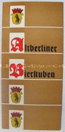 Speisekarte der "Altberliner Bierstuben"