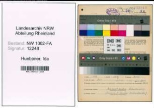 Entnazifizierung Ida Huebener, geb. 10.09.1899 (Verwalterin)