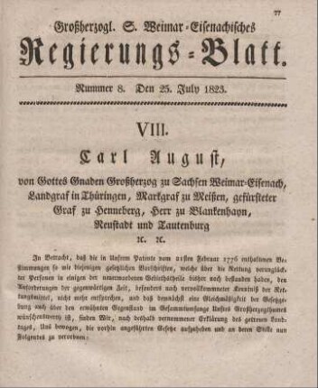 Nr. 8 : 25. July 1823