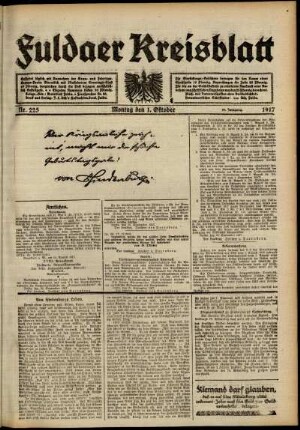 Ausgabe vom Montag, den 01. Oktober 1917.