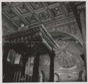 Rom, Basilika Santa Maria Maggiore, Blick zur Decke, Mosaik in der Apsis, Marienkrönung