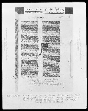 Biblia latina — Initiale M (atheus), Folio 433 recto