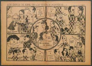 Los exitos de Abril en los teatros portenos [Dibujo] : Apuntes de Villanueva