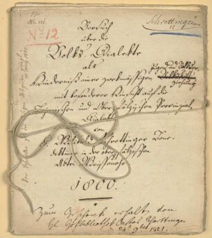 Nachlass von Martin Schrettinger (1772-1851) – BSB Schrettingeriana, 12. Nachlass von Martin Schrettinger (1772-1851): Über Volksdialekte – BSB Schrettingeriana 12
