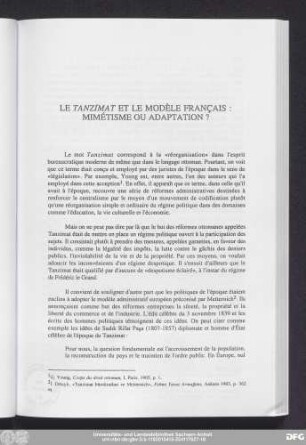 Le Tanzımat Et Le Modèle Français: Mimétisme Ou Adaption?