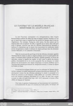 Le Tanzımat Et Le Modèle Français: Mimétisme Ou Adaption?