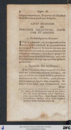 Caput Secundum. De Insignium Definitione, Divisione Et Origine.
