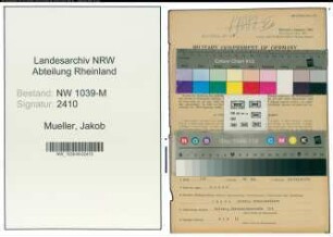 Entnazifizierung Jakob Mueller , geb. 04.11.1893 (Drogist)