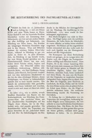 Die Restaurierung des Paumgartner-Altars