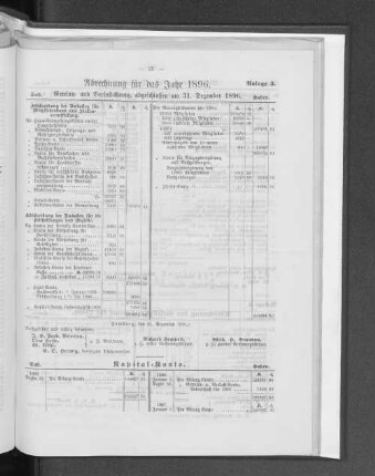 Anlage 3. Abrechnung für das Jahr 1896.