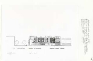Gemeindehaus für St. Sebastian, Berlin-Gesundbrunnen (Diplomarbeit bei Willy Kreuer): Ansicht von Westen
