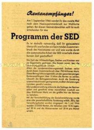 Wahlaufruf der SED an die Rentner