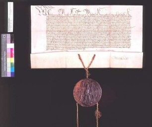 Kaiser Friedrich bestätigt den Grafen Ulrich V. in der Vormundschaft über Graf Eberhard.