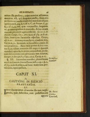 Caput XI. De cautione in judicio praestanda.