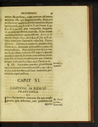 Caput XI. De cautione in judicio praestanda.