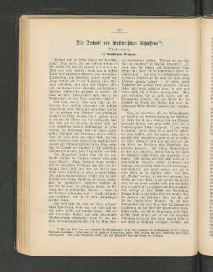 Die Technik des künstlerischen Schaffens Einleitung von Constantin Brunner.