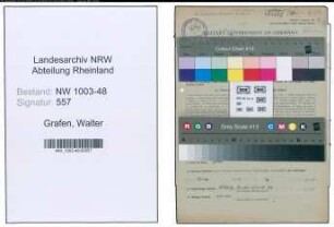 Entnazifizierung Walter Vom Grafen , geb. 04.10.1895 (Architekt)