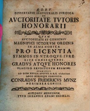 Diss. inaug. iur. de auctoritate tutoris honorarii