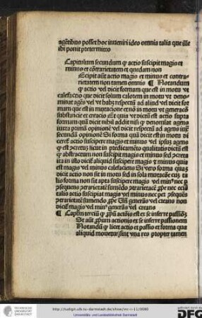 Capitulum secundum quod actio suscipit magis et minus et contrarietatem et quedam non.