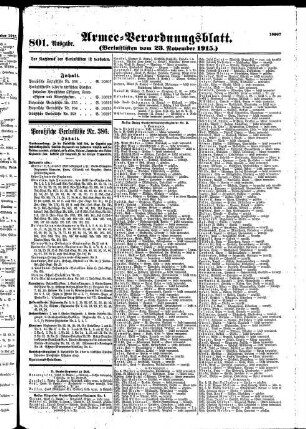 801. Ausgabe. Dienstag, 23. November 1915