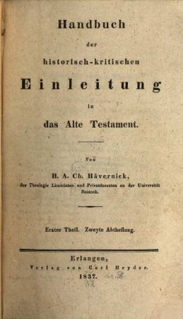 Handbuch der historisch-kritischen Einleitung in das Alte Testament, 1,2