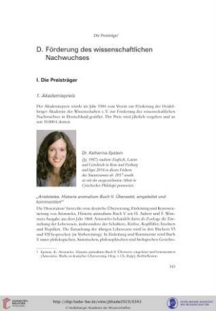 I. Die Preisträger