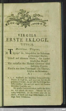 Erste Ekloge. Tityrus