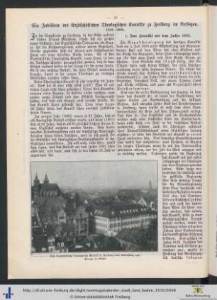 Ein Jubiläum des Erzbischöflichen Theologischen Konvikts zu Freiburg im Breisgau. 1883–1908.