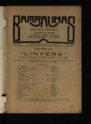 Linyera : folletín escénico en tres cuadros y en verso