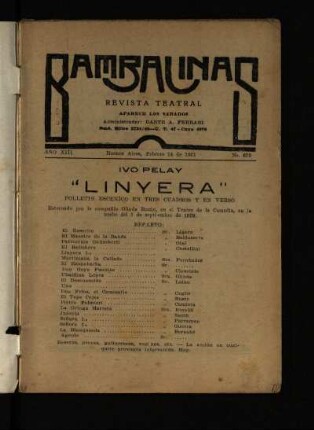 Linyera : folletín escénico en tres cuadros y en verso