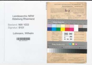 Entnazifizierung Wilhelm Lohmann , geb. 26.02.1894 (Kraftfahrer)