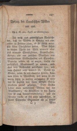 Vorzug der Canadischen Wilden vor uns