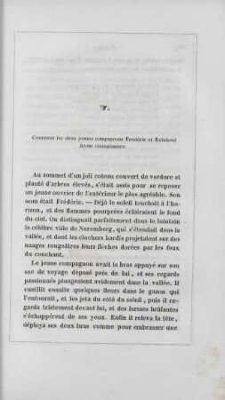 V. Comment les deux jeunes compagnons Frédéric et Reinhold firent connaissance