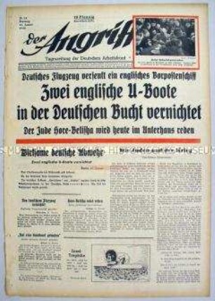 Tageszeitung "Der Angriff" u.a. zum U-Boot-Krieg