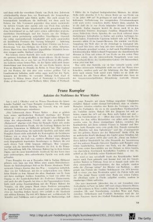 13/14: Franz Rumpler : Auktion des Nachlasses des Wiener Malers