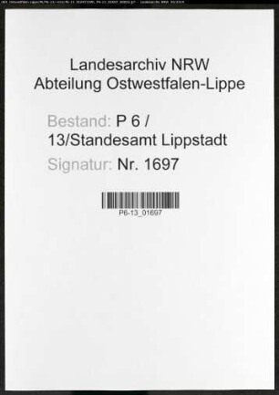 Sterberegister Standesamt Lippstadt