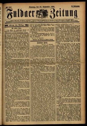 Erste Ausgabe vom Sonntag, den 25. September 1892.