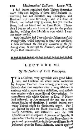 Lecture VII. Of the Nature of First Principles.